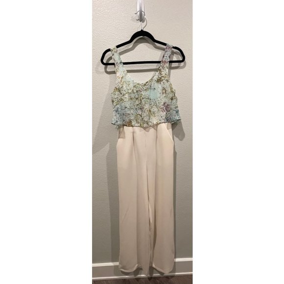 BCBGeneration Pants - BCBGeneration Ivory Light Blue Jumpsuit